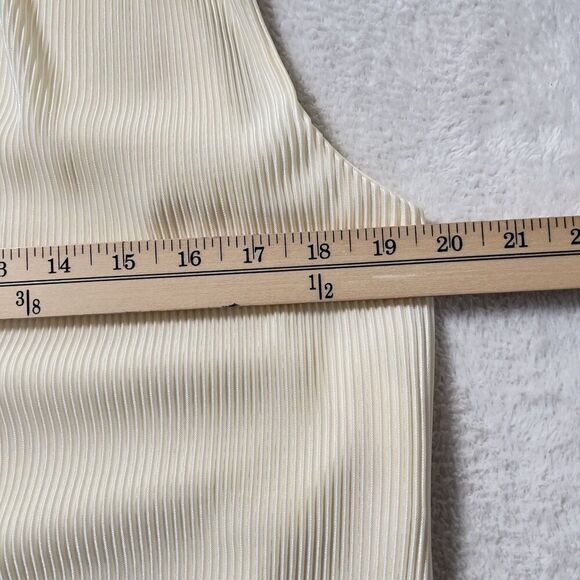 Darling Society Espresso Plisse Maxi Dress Womens Sz S Beige V-Neck Sleeveless - Picture 14 of 16